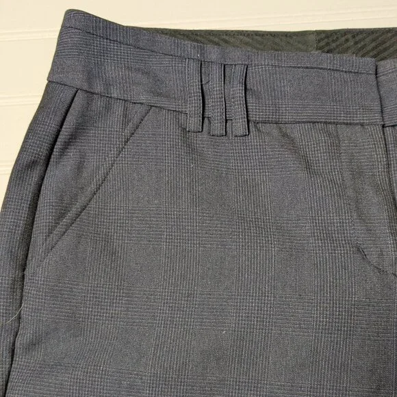 Express Design Studio Medium Rise Dark plaid  wide leg Trouser 4 - Picture 5 of 7